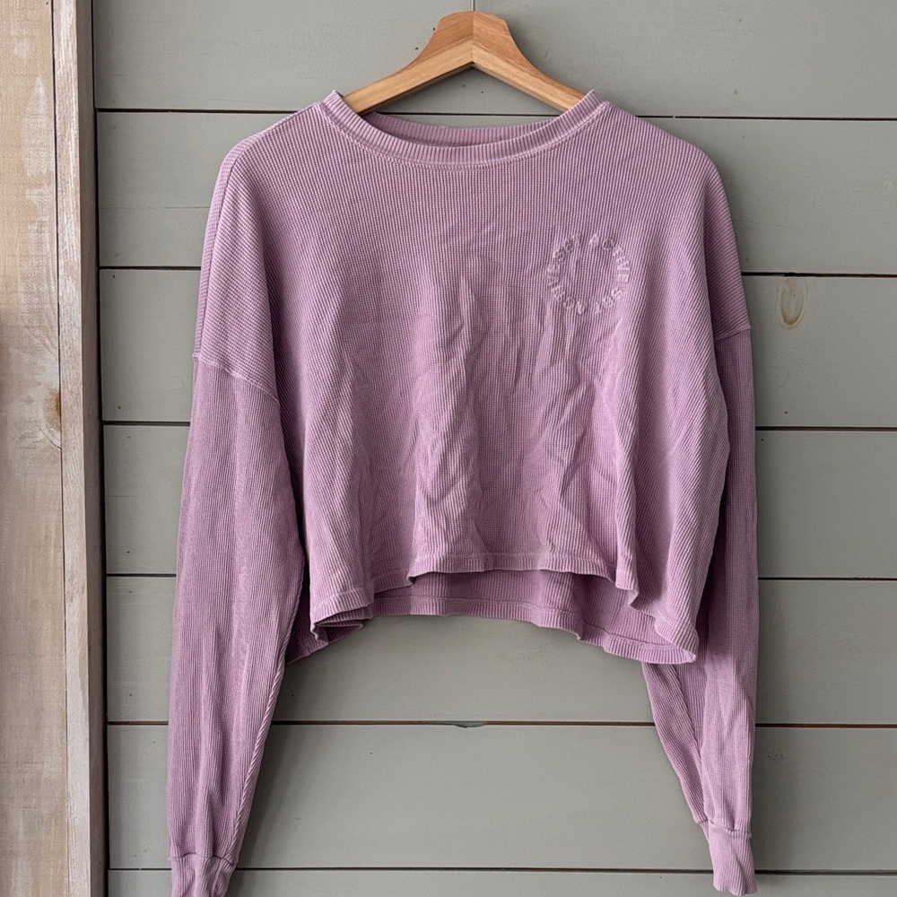 SET Active Waffle Knit Cropped Long Sleeve — Dusty Mauve — Size Small